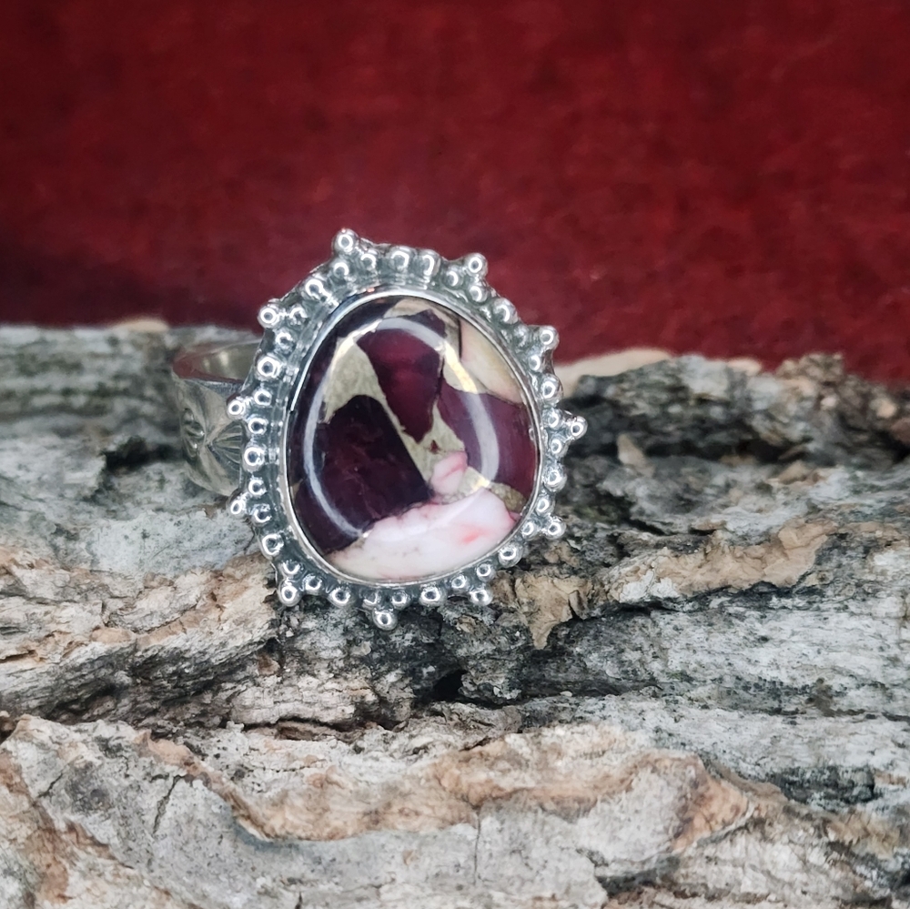 Rose Dahlia Turquoise Adjustable Ring